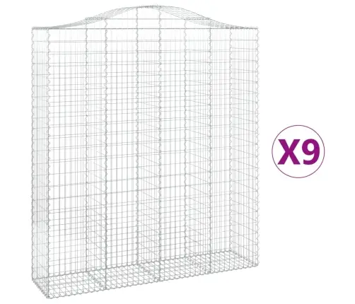 Arkveida Gabiona Grozi, 9 Gb., 200X50X220/240Cm, Cinkota Dzelzs Vidaxl