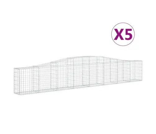 Išlenkti Gabiono Krepšiai, 5Vnt., 400X30X60/80cm Geležis