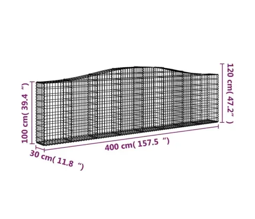 Arkveida Gabiona Grozi, 8 Gb., 400X30X100/120Cm, Cinkota Dzelzs Vidaxl