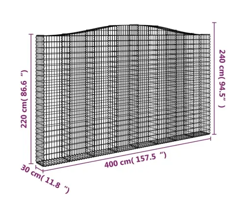 Išlenkti Gabiono Krepšiai, 6Vnt., 400X30X220/240cm Geležis