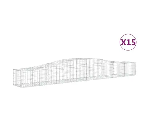 Išlenkti Gabiono Krepšiai, 15Vnt., 400X50X40/60cm Geležis