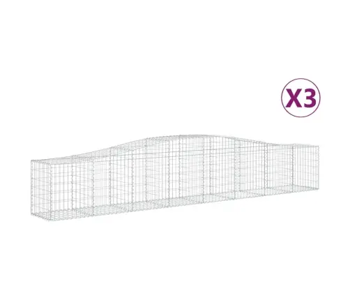 Išlenkti Gabiono Krepšiai, 3Vnt., 400X50X60/80cm Geležis