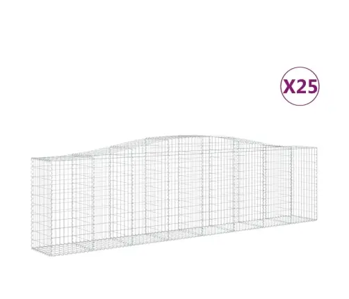Arkveida Gabiona Grozi, 25Gb., 400X50X100/120Cm, Cinkota Dzelzs Vidaxl