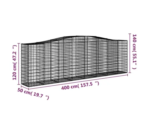 Arkveida Gabiona Grozi, 5 Gb., 400X50X120/140Cm, Cinkota Dzelzs Vidaxl