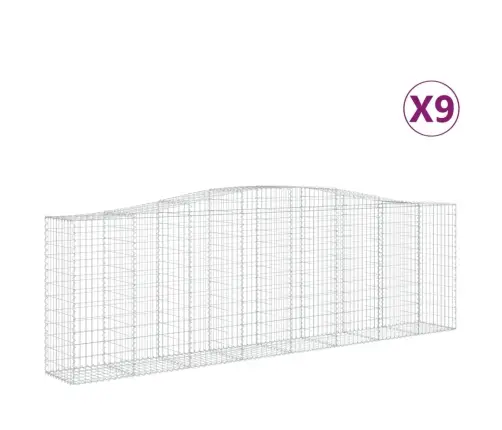 Išlenkti Gabiono Krepšiai, 9Vnt., 400X50X120/140cm Geležis