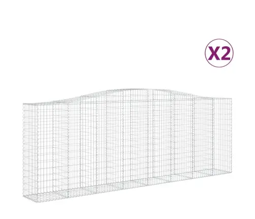 Arkveida Gabiona Grozi, 2 Gb., 400X50X140/160Cm, Cinkota Dzelzs Vidaxl