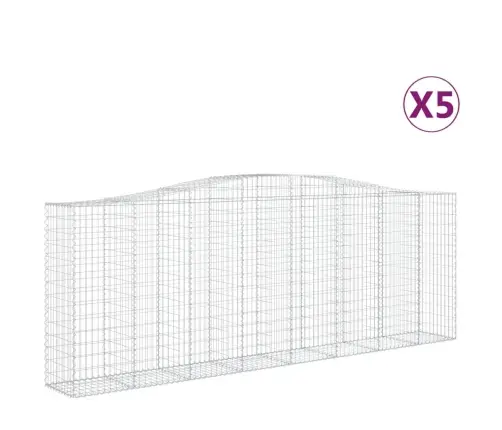 Arkveida Gabiona Grozi, 5 Gb., 400X50X140/160Cm, Cinkota Dzelzs Vidaxl