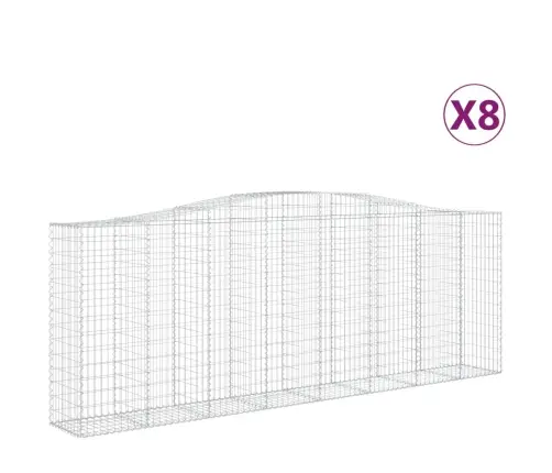 Išlenkti Gabiono Krepšiai, 8Vnt., 400X50X140/160cm Geležis