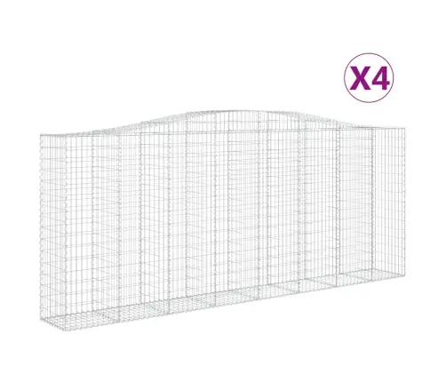 Išlenkti Gabiono Krepšiai, 4Vnt., 400X50X160/180cm Geležis