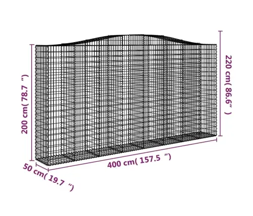 Arkveida Gabiona Grozi, 6 Gb., 400X50X200/220Cm, Cinkota Dzelzs Vidaxl