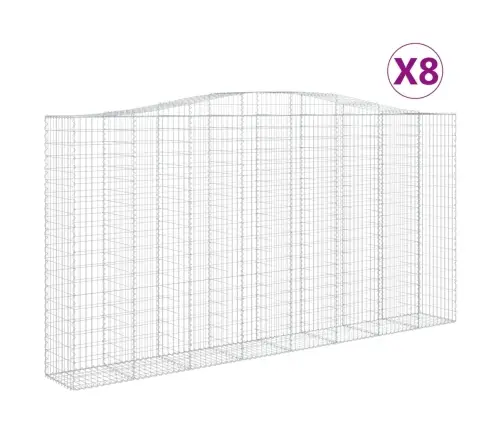 Išlenkti Gabiono Krepšiai, 8Vnt., 400X50X200/220cm Geležis