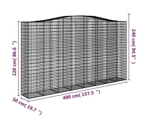 Arkveida Gabiona Grozi, 7 Gb., 400X50X220/240Cm, Cinkota Dzelzs Vidaxl