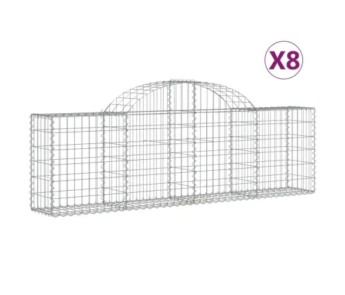 Arkveida Gabiona Grozi, 8 Gb., 200X30X60/80 Cm, Cinkota Dzelzs Vidaxl