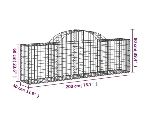 Kaarekujulised Gabioonkorvid 20 Tk, 200X30X60/80 cm Raud
