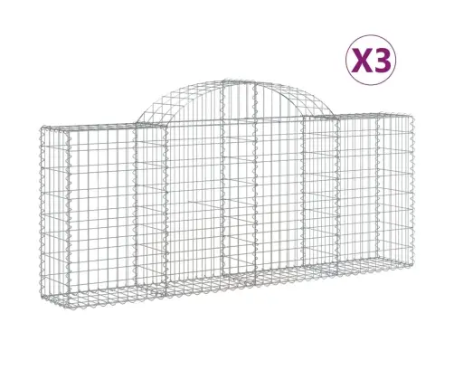 Arkveida Gabiona Grozi, 3 Gb., 200X30X80/100Cm, Cinkota Dzelzs Vidaxl