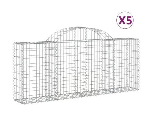 Arkveida Gabiona Grozi, 5 Gb., 200X30X80/100Cm, Cinkota Dzelzs Vidaxl