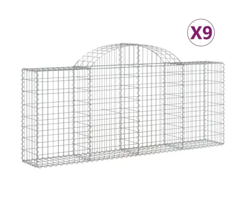 Kaarekujulised Gabioonkorvid 9 Tk, 200X30X80/100 cm Raud