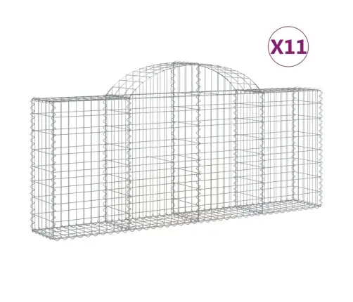 Arkveida Gabiona Grozi, 11 Gb., 200X30X80/100Cm, Cinkota Dzelzs Vidaxl