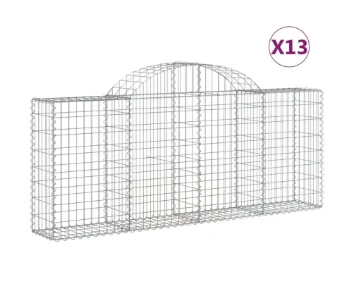 Arkveida Gabiona Grozi, 13 Gb., 200X30X80/100Cm, Cinkota Dzelzs Vidaxl