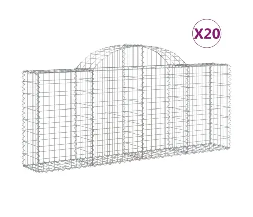 Arkveida Gabiona Grozi, 20 Gb., 200X30X80/100Cm, Cinkota Dzelzs Vidaxl