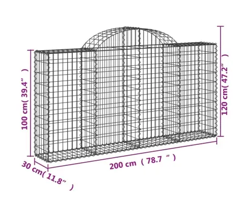 Kaarekujulised Gabioonkorvid 3 Tk, 200X30X100/120 cm Raud