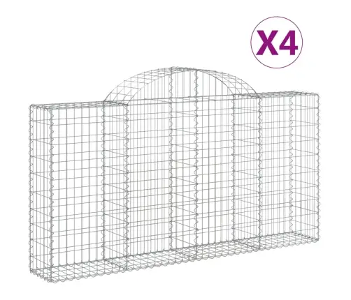 Arkveida Gabiona Grozi, 4 Gb., 200X30X100/120Cm, Cinkota Dzelzs Vidaxl