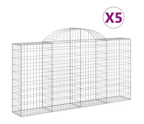 Arkveida Gabiona Grozi, 5 Gb., 200X30X100/120Cm, Cinkota Dzelzs Vidaxl