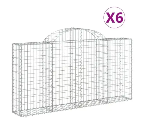 Išlenkti Gabiono Krepšiai, 6Vnt., 200X30X100/120cm Geležis