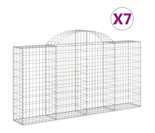 Arkveida Gabiona Grozi, 7 Gb., 200X30X100/120Cm, Cinkota Dzelzs Vidaxl