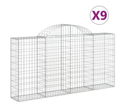 Arkveida Gabiona Grozi, 9 Gb., 200X30X100/120Cm, Cinkota Dzelzs Vidaxl