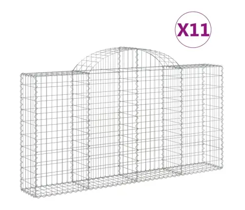 Arkveida Gabiona Grozi, 11Gb., 200X30X100/120Cm, Cinkota Dzelzs Vidaxl