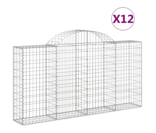 Arkveida Gabiona Grozi, 12Gb., 200X30X100/120Cm, Cinkota Dzelzs Vidaxl