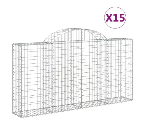 Išlenkti Gabiono Krepšiai, 15Vnt., 200X30X100/120cm Geležis