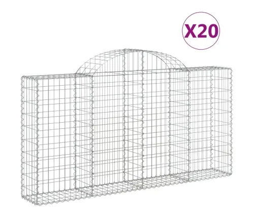 Arkveida Gabiona Grozi, 20Gb., 200X30X100/120Cm, Cinkota Dzelzs Vidaxl