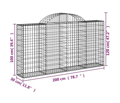 Arkveida Gabiona Grozi, 25Gb., 200X30X100/120Cm, Cinkota Dzelzs Vidaxl