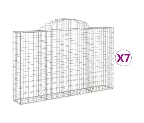 Išlenkti Gabiono Krepšiai, 7Vnt., 200X30X120/140cm Geležis Išlenkti Gabiono Krepšiai, 7Vnt., 200X30X120/140cm Geležis
