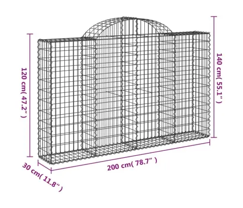 Kaarekujulised Gabioonkorvid 11 Tk, 200X30X120/140 cm Raud
