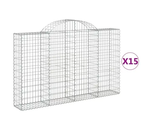 Arkveida Gabiona Grozi, 15Gb., 200X30X120/140Cm, Cinkota Dzelzs Vidaxl