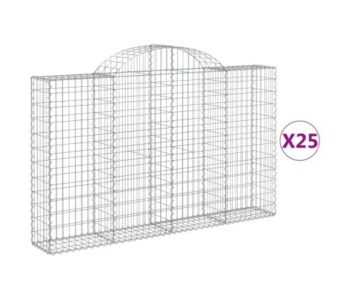Išlenkti Gabiono Krepšiai, 25Vnt., 200X30X120/140cm Geležis