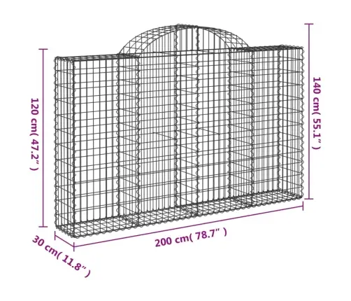 Kaarekujulised Gabioonkorvid 30 Tk, 200X30X120/140 cm Raud