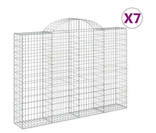 Arkveida Gabiona Grozi, 7 Gb., 200X30X140/160Cm, Cinkota Dzelzs Vidaxl