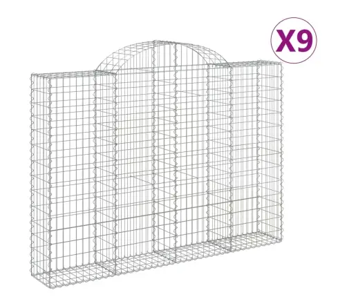 Išlenkti Gabiono Krepšiai, 9Vnt., 200X30X140/160cm Geležis