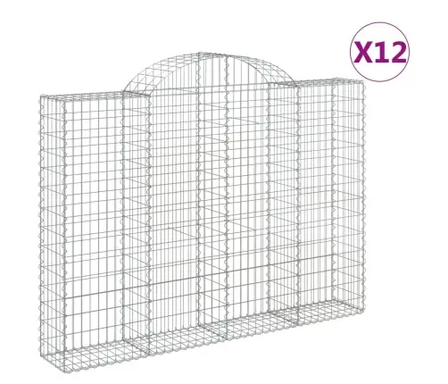 Išlenkti Gabiono Krepšiai, 12Vnt., 200X30X140/160cm Geležis