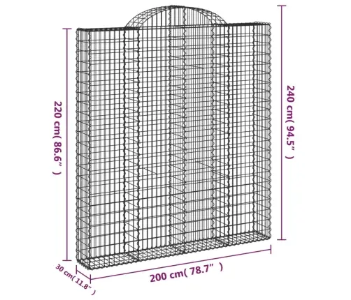 Arkveida Gabiona Grozi, 4 Gb., 200X30X220/240Cm, Cinkota Dzelzs Vidaxl