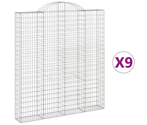 Arkveida Gabiona Grozi, 9 Gb., 200X30X220/240Cm, Cinkota Dzelzs Vidaxl