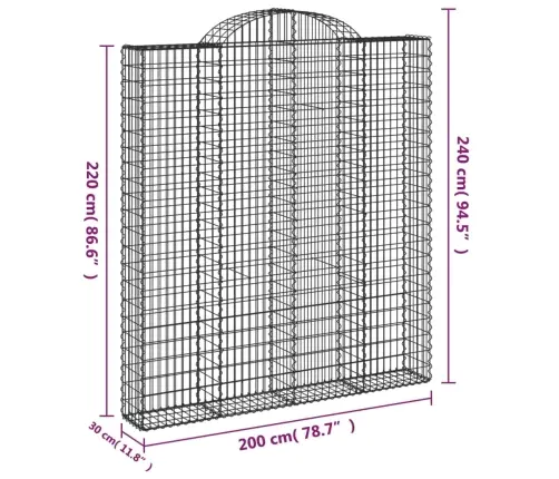 Arkveida Gabiona Grozi, 9 Gb., 200X30X220/240Cm, Cinkota Dzelzs Vidaxl
