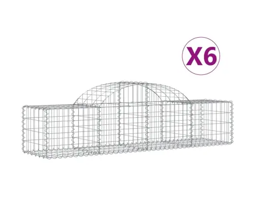 Arkveida Gabiona Grozi, 6 Gb., 200X50X40/60 Cm, Cinkota Dzelzs Vidaxl
