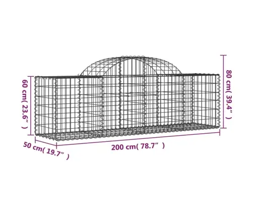 Kaarekujulised Gabioonkorvid 9 Tk, 200X50X60/80 cm Raud