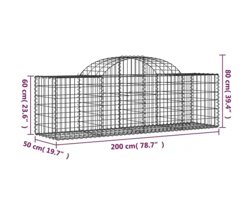 Arkveida Gabiona Grozi, 13 Gb., 200X50X60/80 Cm, Cinkota Dzelzs Vidaxl