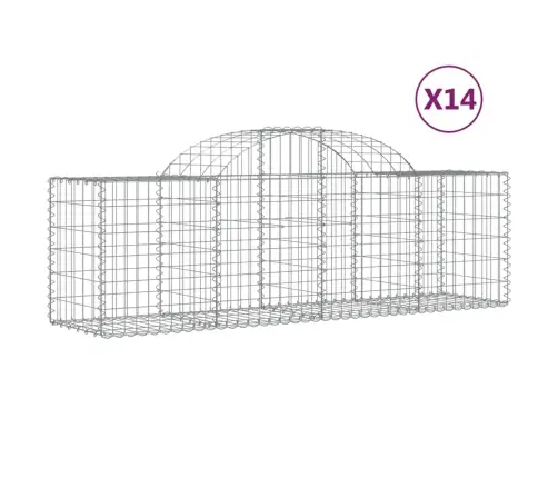Arkveida Gabiona Grozi, 14 Gb., 200X50X60/80 Cm, Cinkota Dzelzs Vidaxl